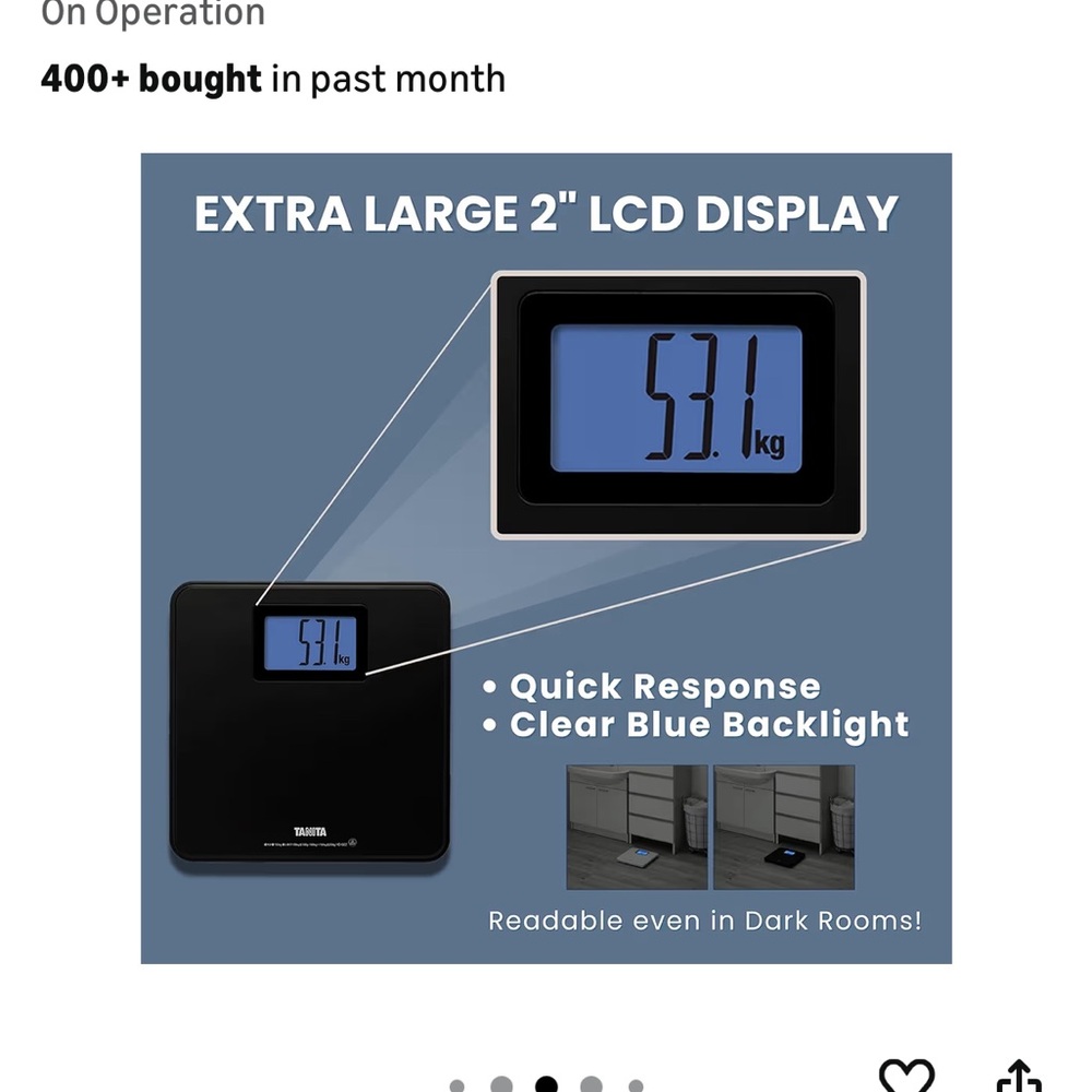 Tanita Black Digital Weight Bathroom Scale HD-662 - Picture 6 of 7